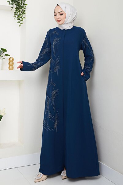 hafsamina Μεγάλο μέγεθος με πέτρες στην ένα πλευρά και τα μπράτσα Ferace Indigo HM2711