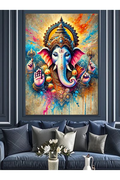 Tablomega Pânză decorativă Ganesha God Figure - Lemn MDF