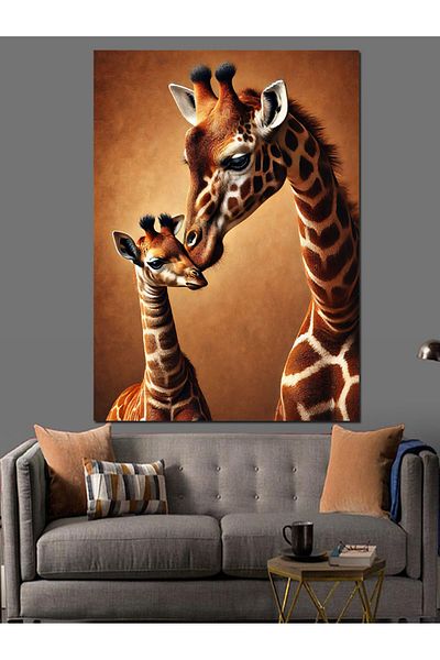 Tablomega Cute Giraffe Pair Decorative Canvas - Mdf Wooden Painting
