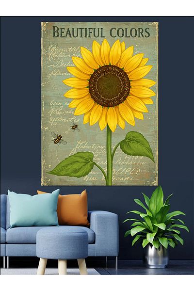 Tablomega Colorful Sunflower Painting Decorative Canvas - Mdf Wooden Painting