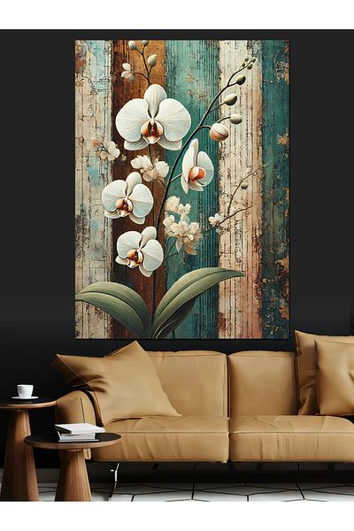 Tablomega White Orchid and Elegance Decorative Canvas - Mdf Wooden Painting