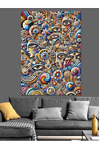 Tablomega Fețe abstracte și desene colorate Pânză decorativă - MDF Lemn