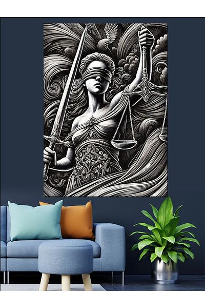 Tablomega Goddess of Justice and Sculptural Elegance Decorative Canvas - Mdf Wood Painting