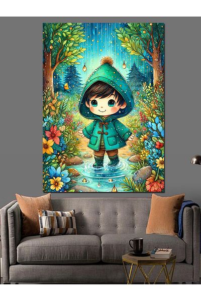 Tablomega Pânză decorativă Rain And Child - Lemn MDF