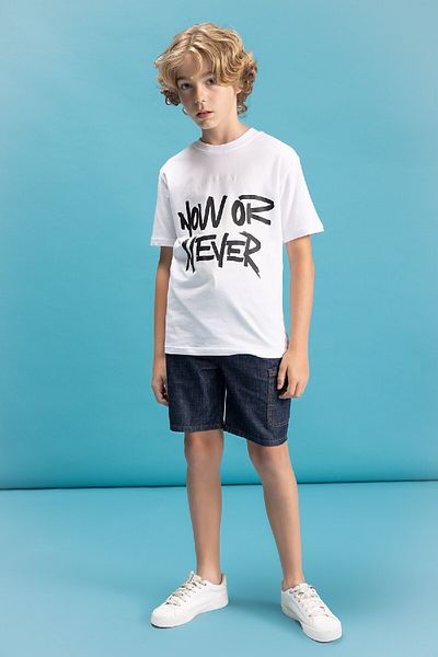 DeFacto Băieți - Tricou Schimbat cu mânecă scurtă, cu decolteu rotund și design imprimat C6258A824HS