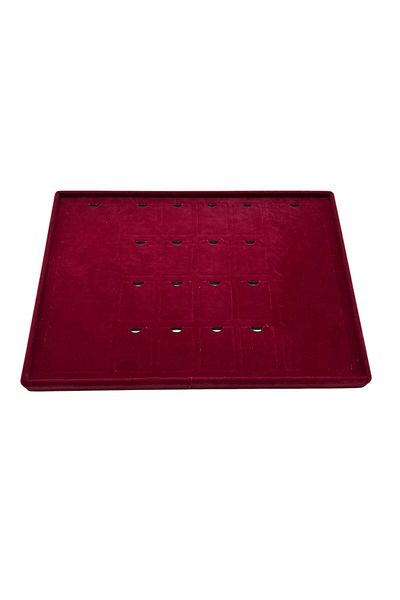 MeGass Dekor Brussels Model Transverse Suede Fabric Claret Red Color 18 Piece Pad Jewelry Display Table with Legs