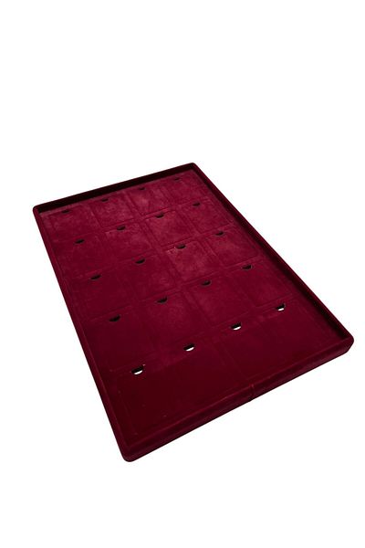 MeGass Dekor Roman Model Vertical Suede Fabric Burgundy Color Footed 20-Piece Pad Jewelry Display Table
