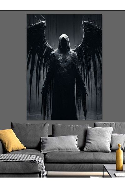 Tablomega Scary Devil Winged Grim Reaper Decorative Canvas - Mdf Wooden Painting