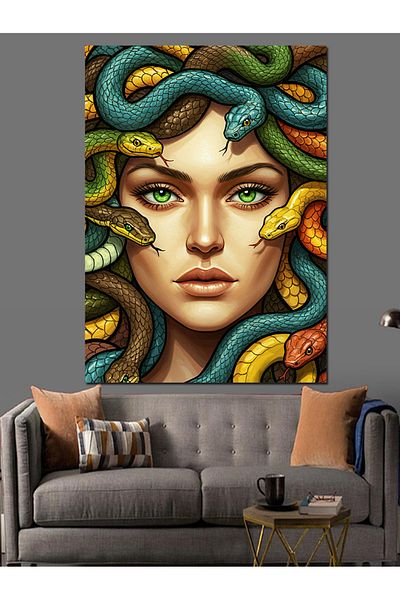 Tablomega Medusa and Snake Hair Decorative Canvas - Mdf Wooden Painting