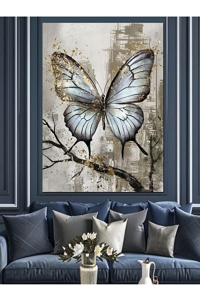 Tablomega Tree and Butterfly Decorative Canvas - Mdf Wooden Painting