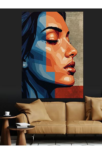 Tablomega Modern Woman Portrait Decorative Canvas - Mdf Wood Table