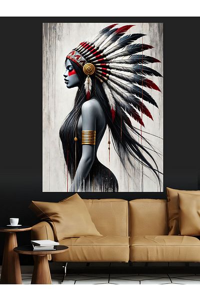 Tablomega Pânză Decorativă Femeie Indiană - Lemn MDF