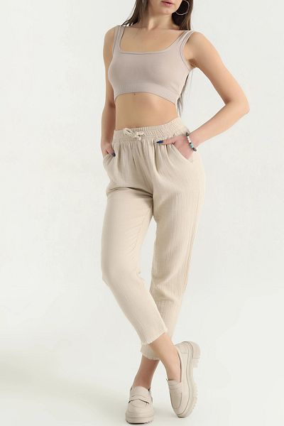 Thestiluxe Tasseled Leg Muslin Trousers