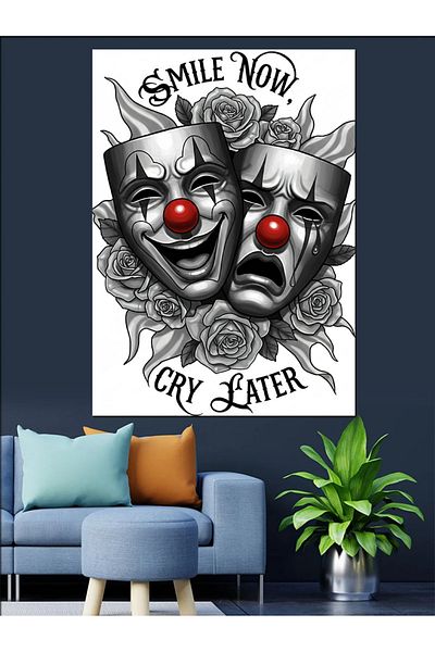 Tablomega Comedy and Drama Mask Decorative Canvas - Mdf Wooden Painting