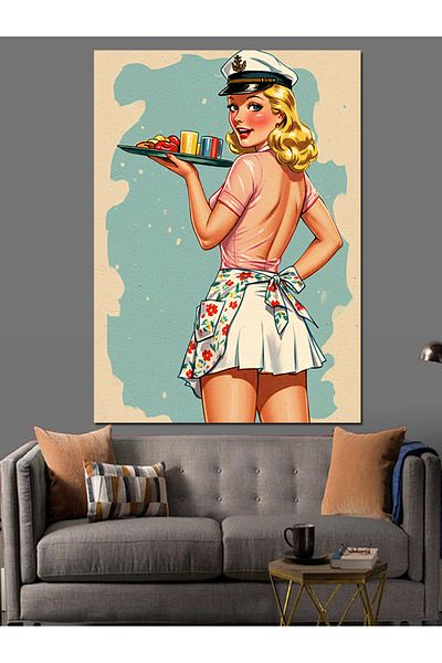 Tablomega Sailor Retro Woman Decorative Canvas - Mdf Wooden Painting