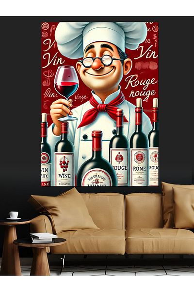 Tablomega Vin și Bucătar Poster Canvas Decorativ - Lemn MDF Pictură