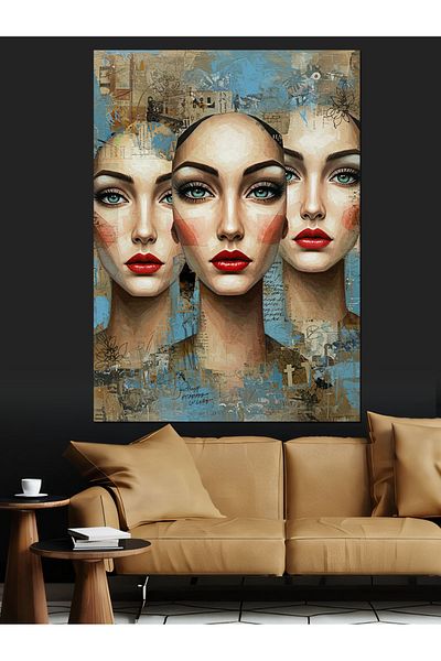 Tablomega Three Women Portrait Decorative Canvas - Mdf Wooden Painting