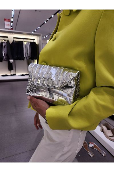 Die Fein Magazine Mini geantă crossbody cu curea de lanț cu model crocodil pentru femei