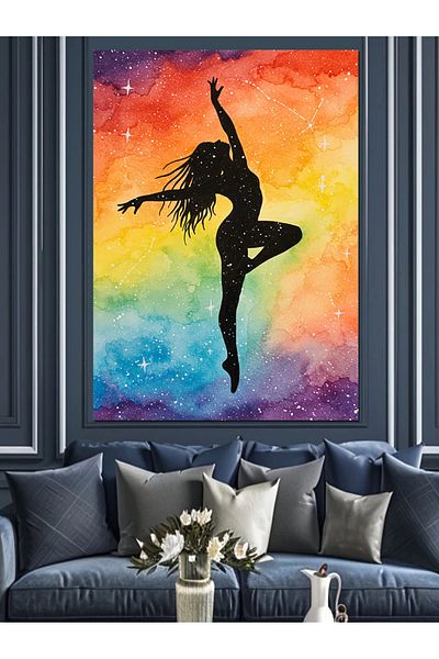 Tablomega Colorful Silhouette Dance Decorative Canvas - Mdf Wooden Table