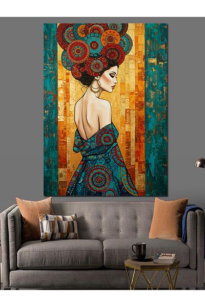 Tablomega Femeie cu păr colorat și fundal artistic pânză decorativă - pictură din lemn MDF