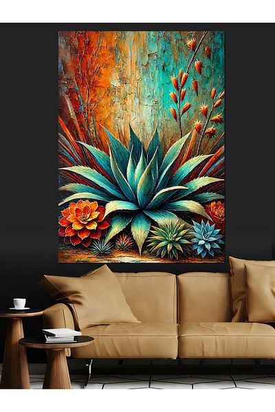 Tablomega Succulent Garden and Colors Decorative Canvas - Mdf Wooden Table