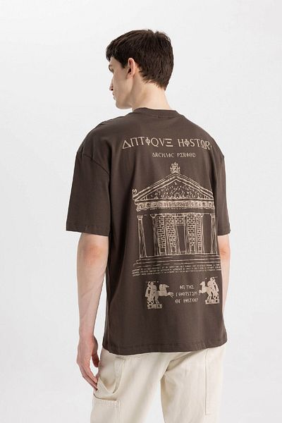 DeFacto Oversize Wide Fit Crew λαιμόκοψη εμπριμέ κοντομάνικο μπλουζάκι C7164ax24sm