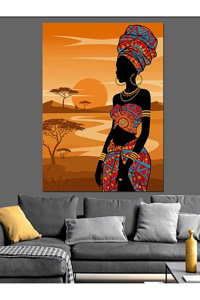 Tablomega African Woman Figure Decorative Canvas - Mdf Wooden Painting