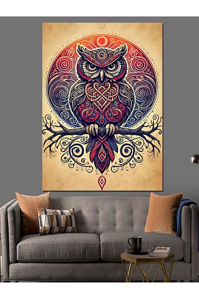 Tablomega Abstract Owl Art Decorative Canvas - Mdf Wooden Painting