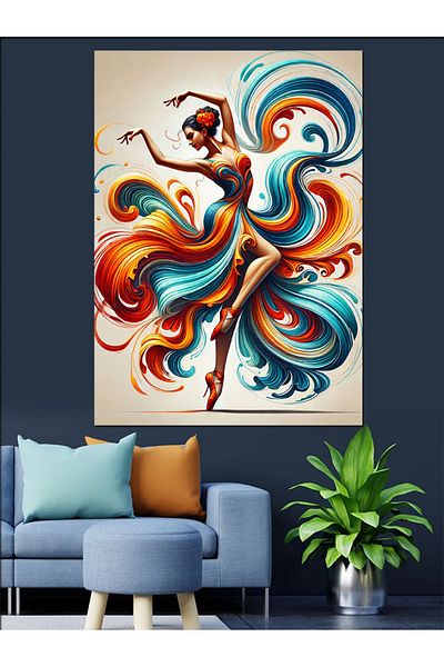 Tablomega Fluid Dancer Decorative Canvas - Mdf Wooden Painting