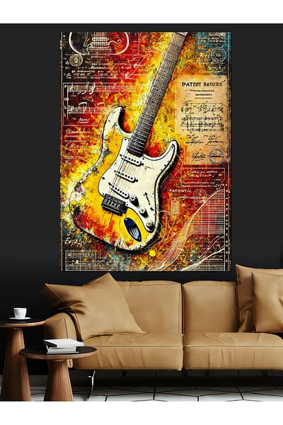 Tablomega Colorful Electric Guitar Decorative Canvas - Mdf Wooden Painting