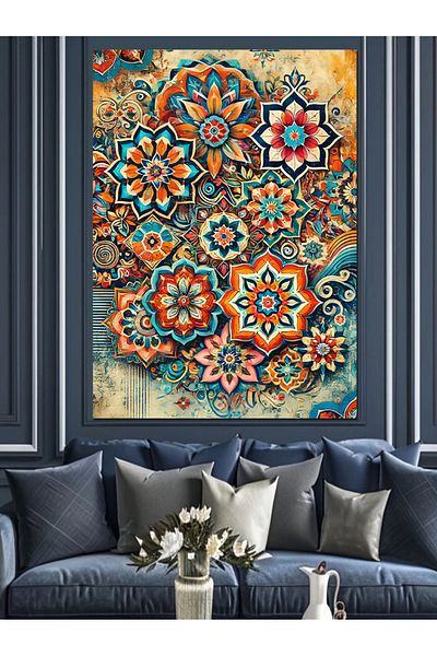 Tablomega Colorful Mosaic Pattern Decorative Canvas - Mdf Wooden Painting