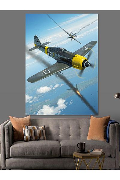 Tablomega Fighter Plane in the Sky Decorative Canvas - Mdf Wooden Painting