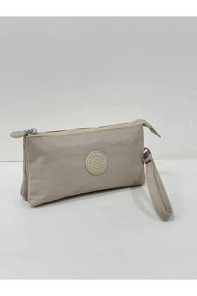 Sanmorris Women's Crinkle Fabric Handbag and Cross Strap Metal Zippered Coin Compartment Wallet