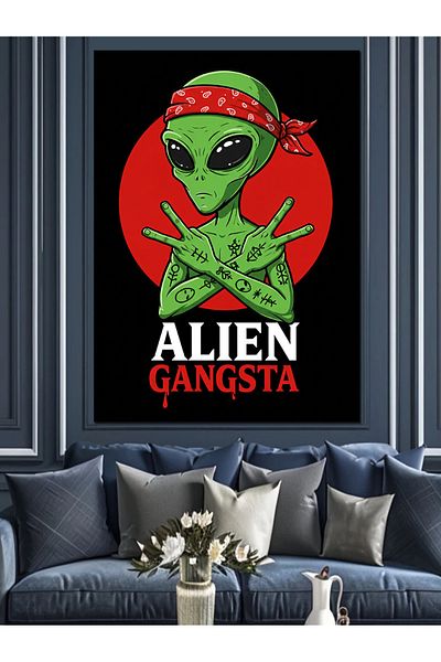 Tablomega Alien Gangsta Figure Decorative Canvas - Mdf Wooden Painting
