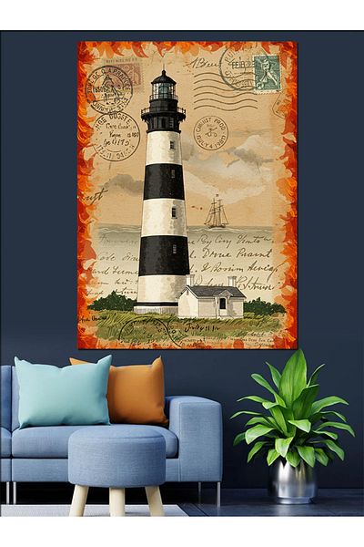 Tablomega Historical Lighthouse Decorative Canvas - Mdf Wooden Painting