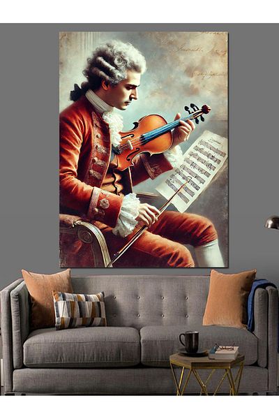 Tablomega Violin Playing Mozart Figure Decorative Canvas - Mdf Wooden Painting