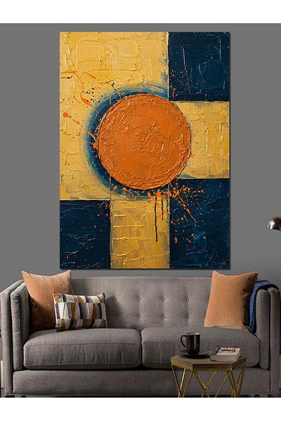 Tablomega Pânză decorativă cu desen abstract portocaliu - pictură din lemn MDF