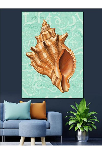Tablomega Διακοσμητικός καμβάς Tropical Seashell - Ξύλινος πίνακας MDF