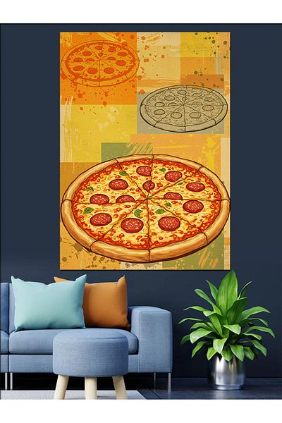 Tablomega Pizza Slice și Canvas Decorativă Abordare Artistică - Pictură din Lemn MDF