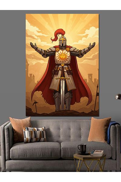 Tablomega Pânză decorativă Golden Armored Roman Warrior - MDF Lemn