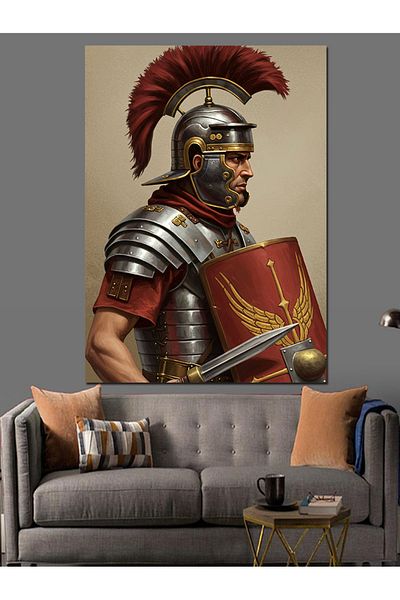 Tablomega Soldat Roman și Armura Roșie Pânză Decorativă - Lemn MDF