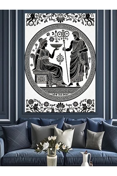 Tablomega Ancient Greek Pattern Decorative Canvas - Mdf Wooden Painting