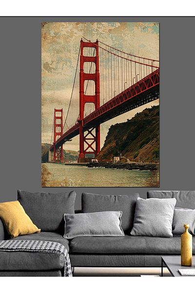 Tablomega Golden Gate Bridge Decorative Canvas - Mdf Wooden Painting