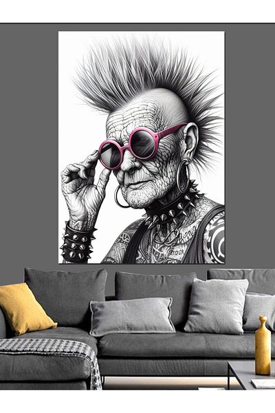 Tablomega Old Woman with Tattoo Decorative Canvas - Mdf Wooden Painting