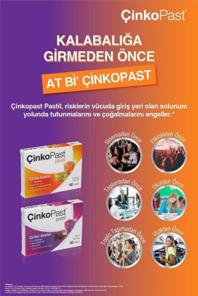 Çinkopast Portakallı 12 Pastil 3 Adet