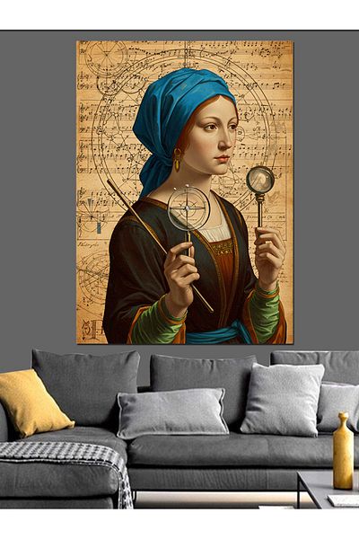 Tablomega Astronomy and Science Woman Decorative Canvas - Mdf Wooden Painting