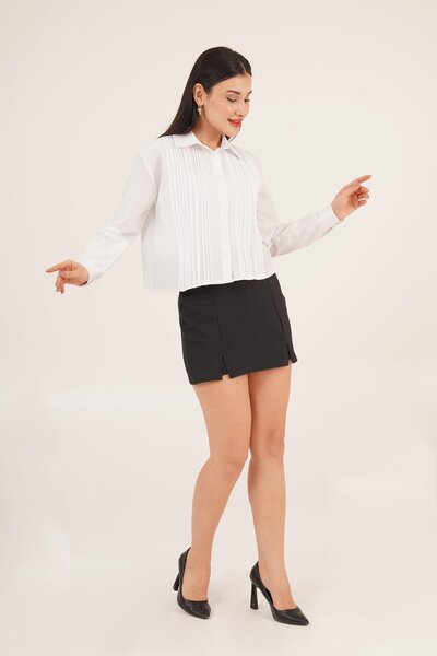 Hipo Trend Передня частина з плісированим переходом Детальна біла сорочка