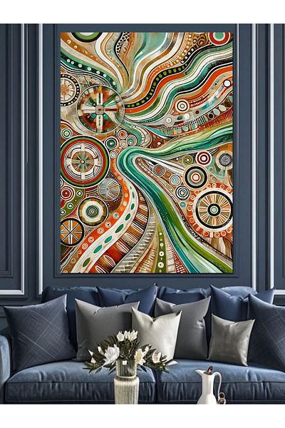 Tablomega Abstract Spiral Patterns Decorative Canvas - Mdf Wooden Painting