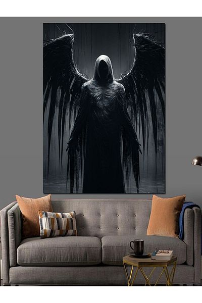 Tablomega Scary Devil Winged Grim Reaper Decorative Canvas - Mdf Wooden Painting