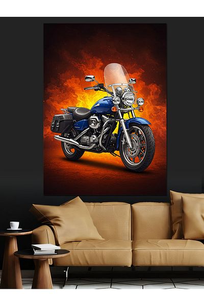 Tablomega Flame Motocicletă și Pânză Decorativă Mișcare - Lemn MDF